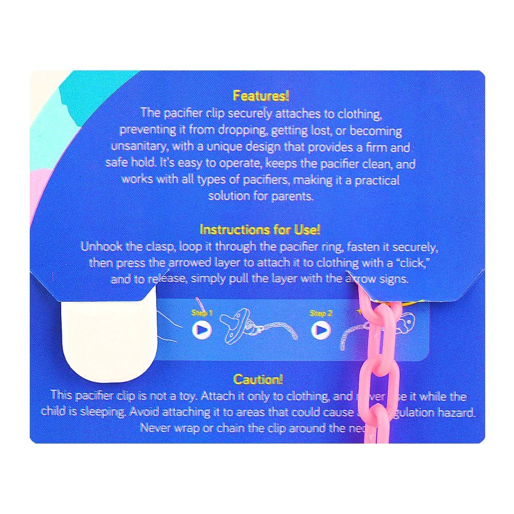 Cuddles Baby Pacifier Clip, BPA Free, For 0+ Months, Purple - Image 3