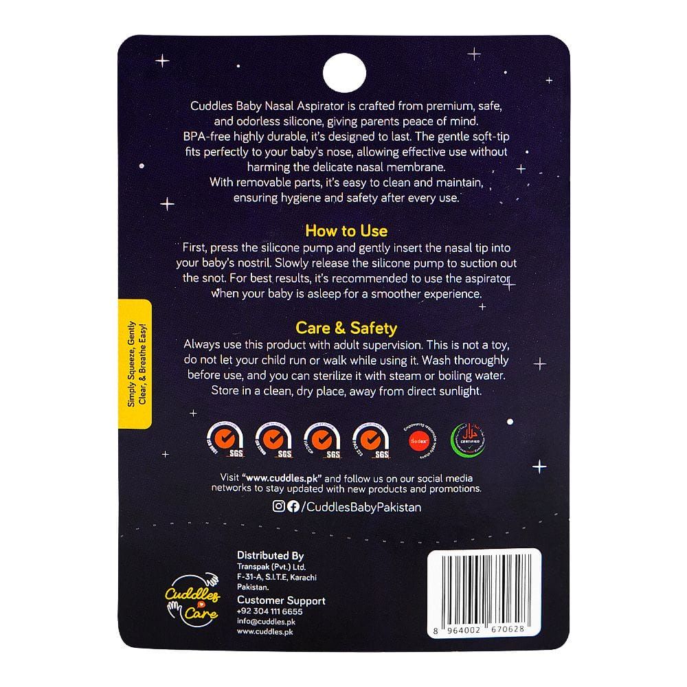 Cuddles Baby Nasal Aspirator, BPA Free, For 0+ Months, Pink - Image 2