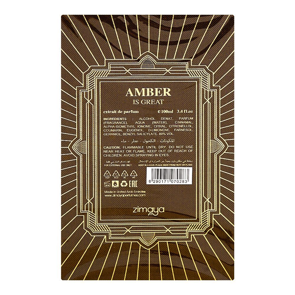 Zimaya Amber Is Great, Eau De Parfum, For Men & Women, 100ml - Image 2