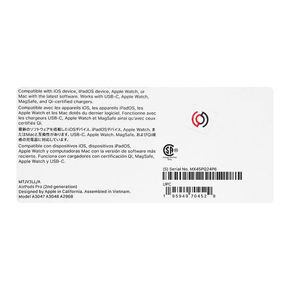 Apple Airpods Pro (2nd Generation), Bluetooth Wireless Earbuds with Charging Case, White, MTJ3LL - Image 5