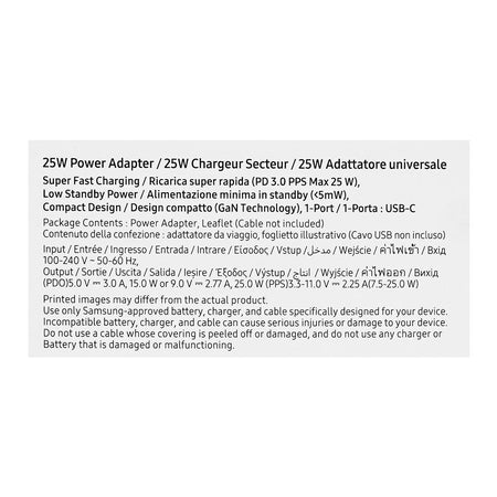 Samsung 25W Power Adapter (USB-C, 3-Pin), Fast Charging Wall Charger, Black - Image 6