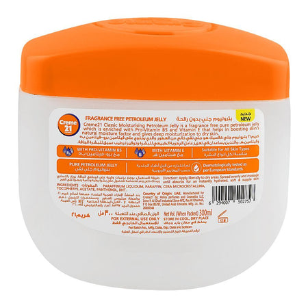 Creme 21 Classic Moisturizing Fragrance Free Petroleum Jelly with Vitamin E & B5, 300ml - Image 2