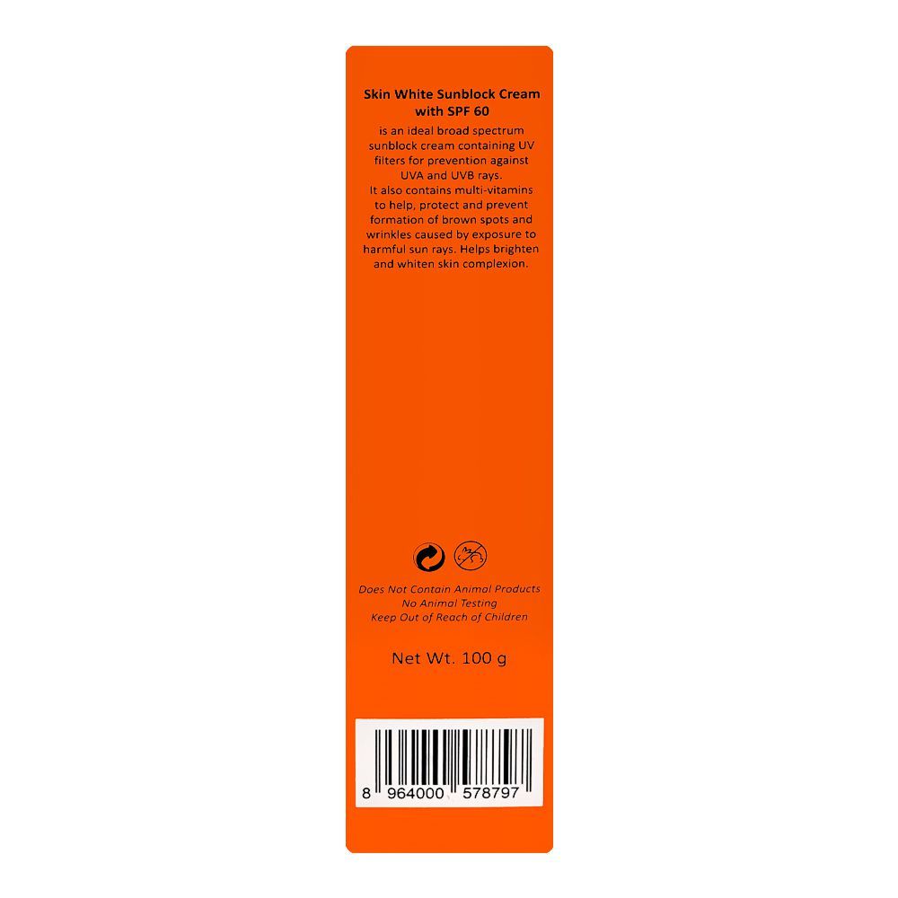 Skin White SPF60 Sunblock Cream, UVA & UVB Protection, 100g - Image 2