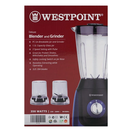 West Point Deluxe Blender and Grinder, 350W, 1500ml Glass Jar, WF-342 - Image 3