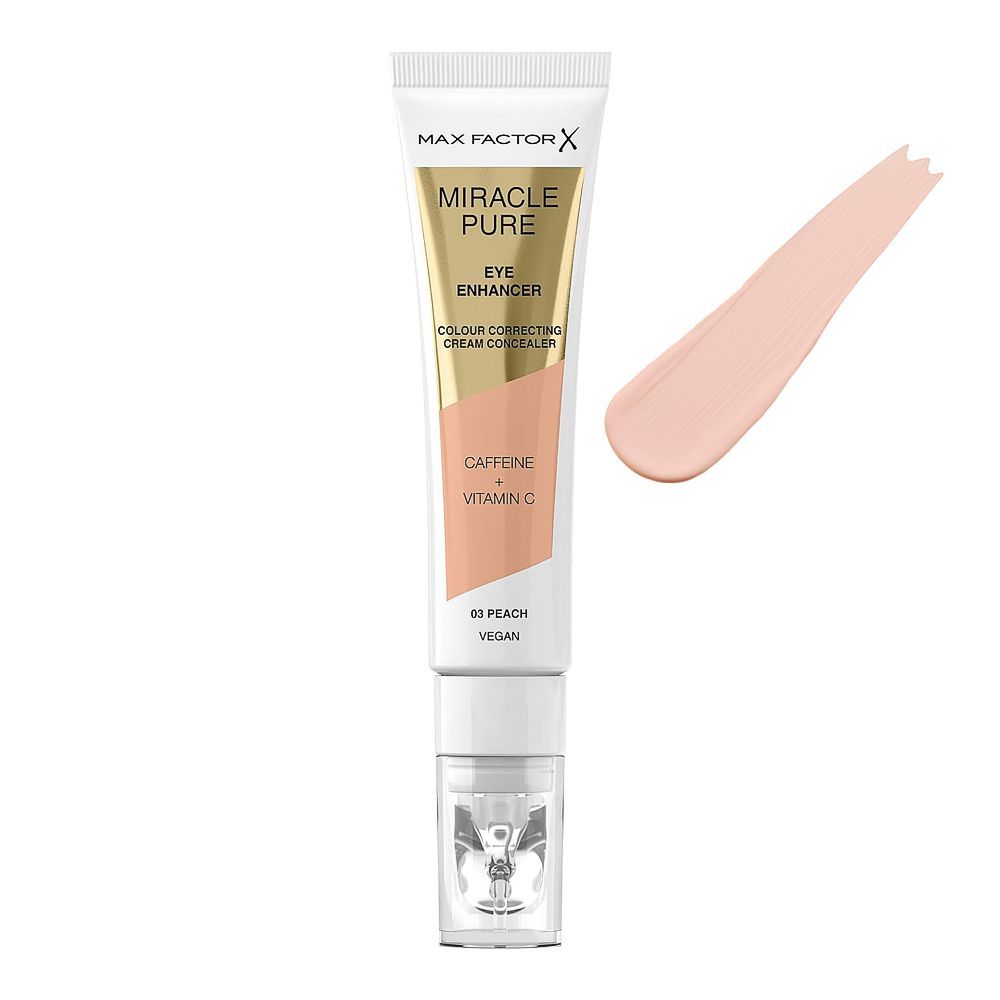 Max Factor Miracle Pure Eye Enhancer Color Corrector Cream Concealer with Caffeine & Vitamin C, 10ml, 03 Peach - Main Image
