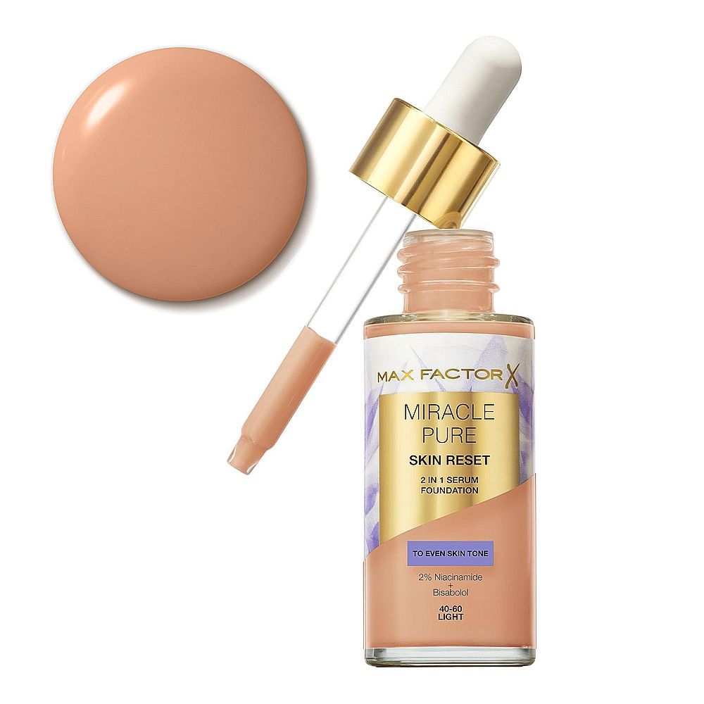 Max Factor Miracle Pure Skin Reset 2in1 Serum Foundation, 30ml,  40-60 Light - Main Image