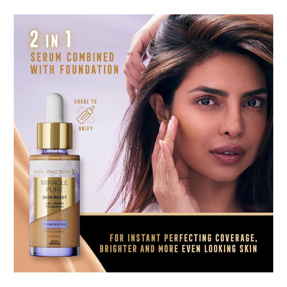 Max Factor Miracle Pure Skin Reset 2in1 Serum Foundation, 30ml,  60-80 Light To Medium - Image 5