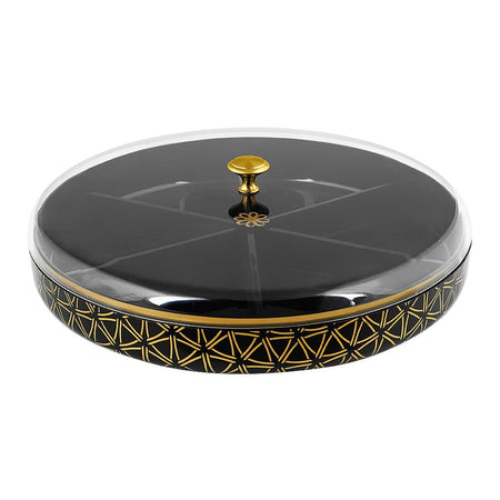 Urban Trends Khaas Daan Serving Tray with Lid, 6 Compartments, Large, Black - Image 2