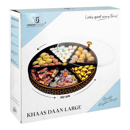 Urban Trends Khaas Daan Serving Tray with Lid, 6 Compartments, Large, Black - Image 3