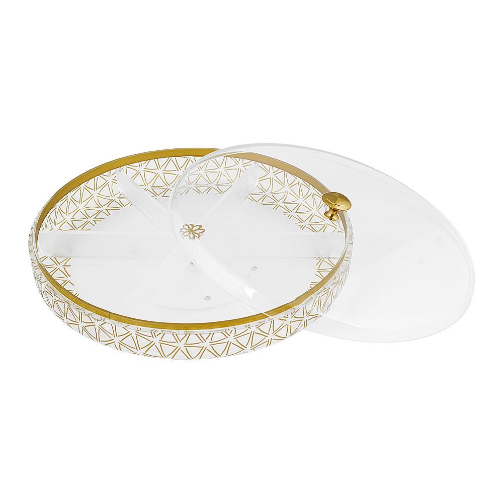 Urban Trends Khaas Daan Serving Tray with Lid, 6 Compartments, Large, Frosted - Main Image
