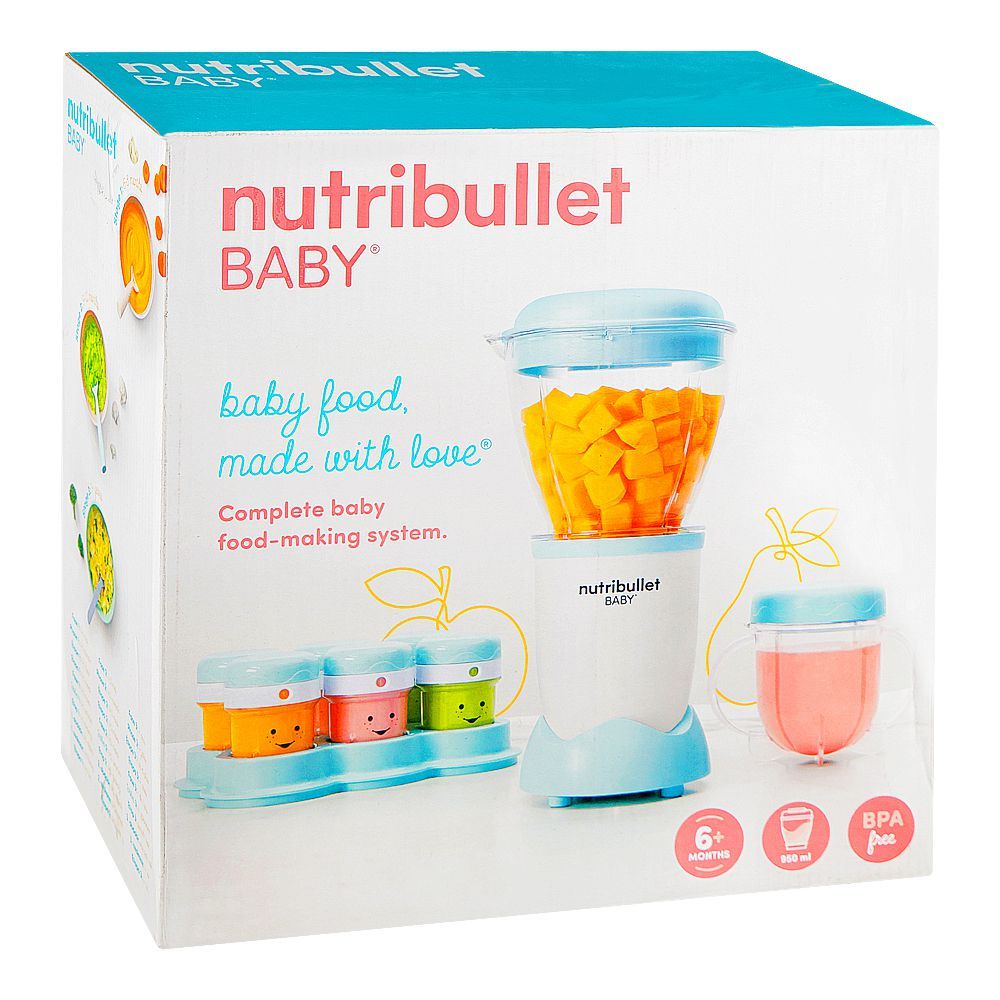 NutriBullet Baby Food Maker, Blender & Storage Set, BPA Free, 850ml Jug, For 6+ Months, White & Blue, NBY-100 - Image 2