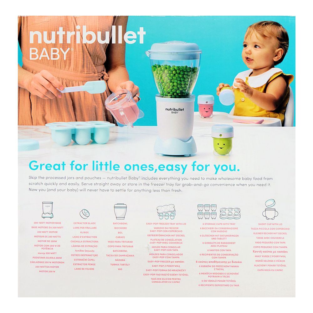 NutriBullet Baby Food Maker, Blender & Storage Set, BPA Free, 850ml Jug, For 6+ Months, White & Blue, NBY-100 - Image 3