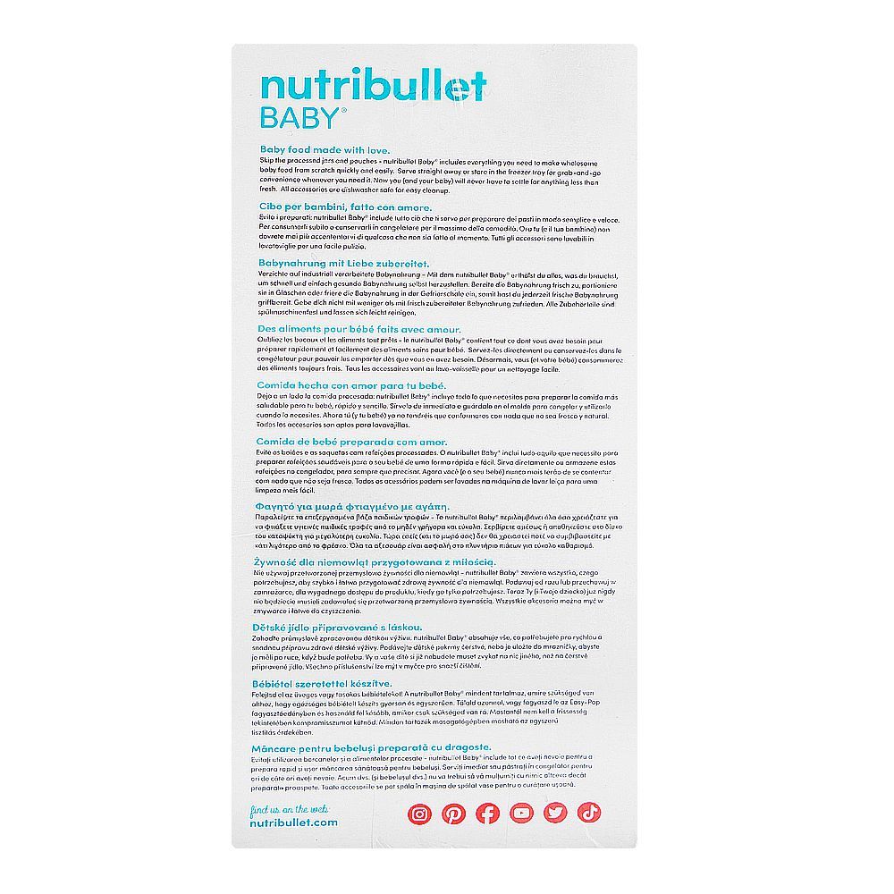 NutriBullet Baby Food Maker, Blender & Storage Set, BPA Free, 850ml Jug, For 6+ Months, White & Blue, NBY-100 - Image 5