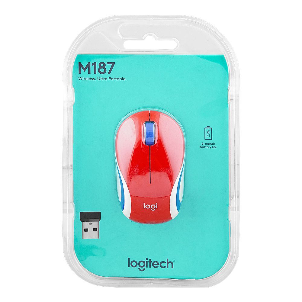 Logitech Wireless Mouse, Red, M187 910-005373 - Image 4