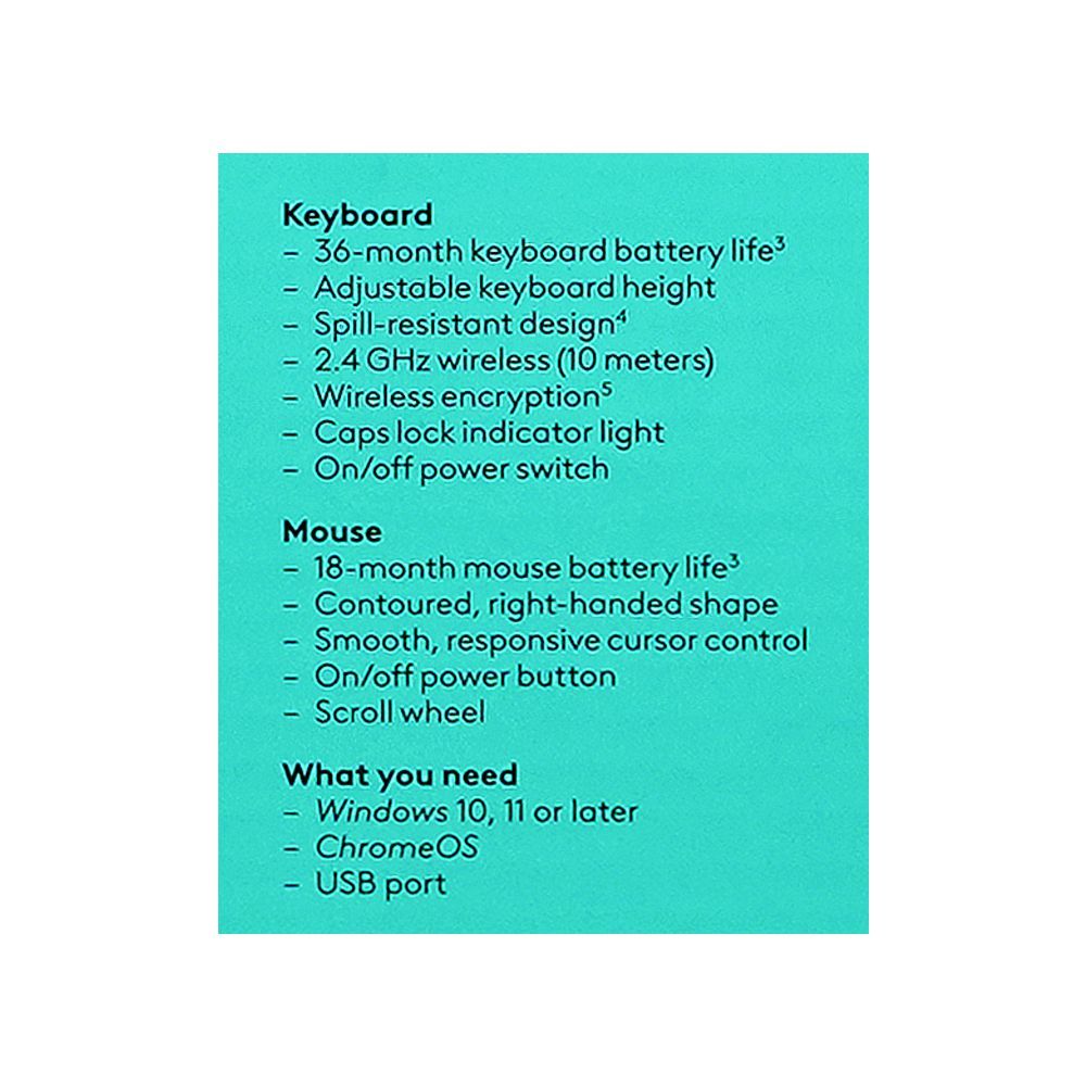 Logitech Wireless Keyboard & Mouse Combo With Palm Rest, Black, MK345 920-012926 - Image 6