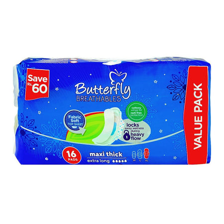 Butterfly Breathables Maxi Thick Extra Long Pads Value Pack, 16-Pack Save Rs.60/- - Image 2