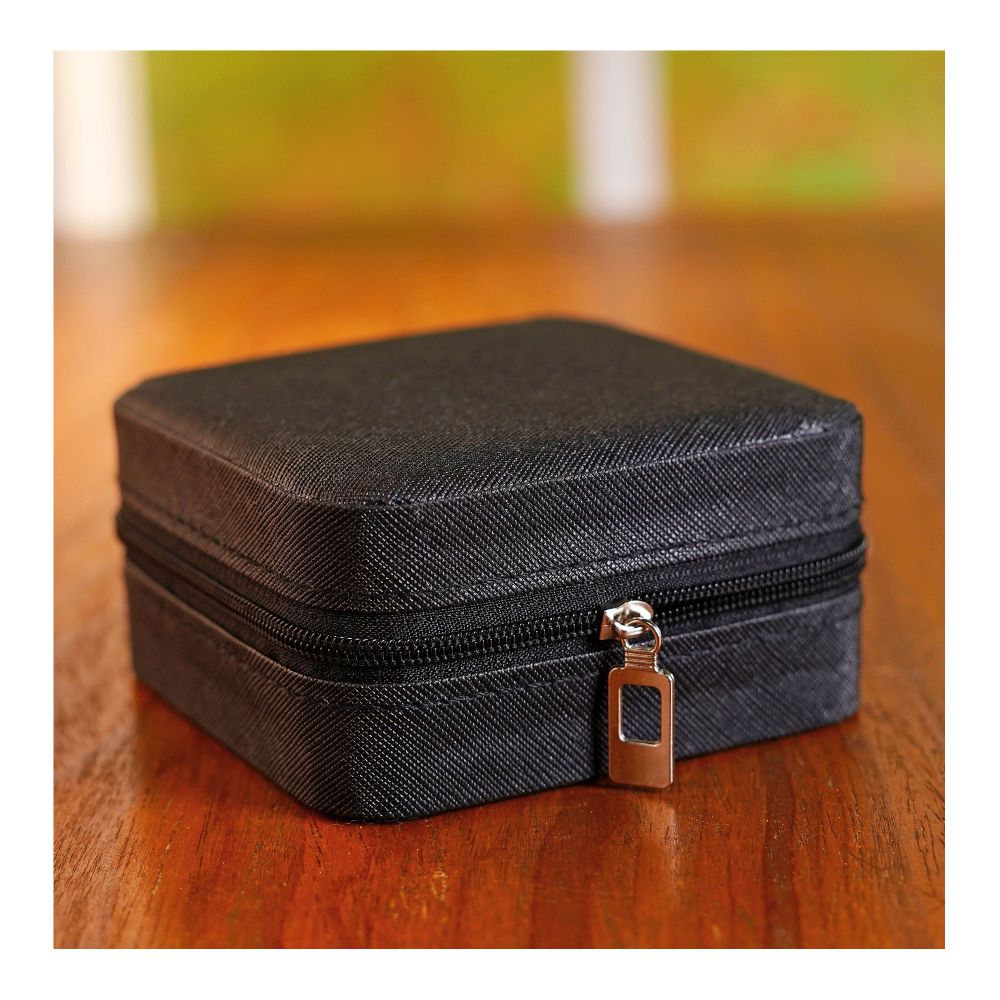 Mini Jewelry Storage Organizer Box For Rings, Earrings & Necklaces, Black, BA-2 - Main Image