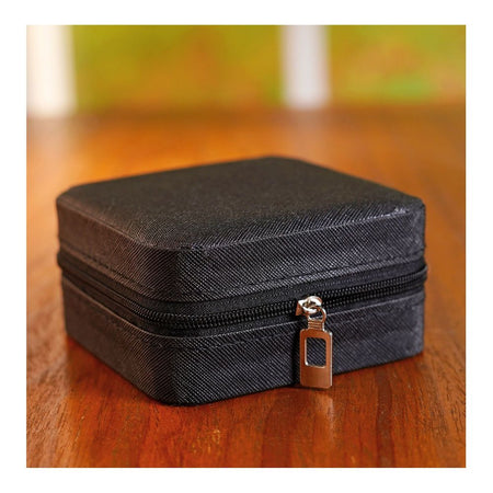 Mini Jewelry Storage Organizer Box For Rings, Earrings & Necklaces, Black, BA-2 - Main Image