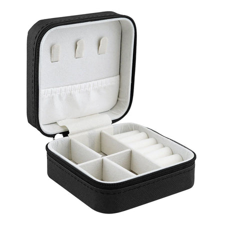 Mini Jewelry Storage Organizer Box For Rings, Earrings & Necklaces, Black, BA-2 - Image 2