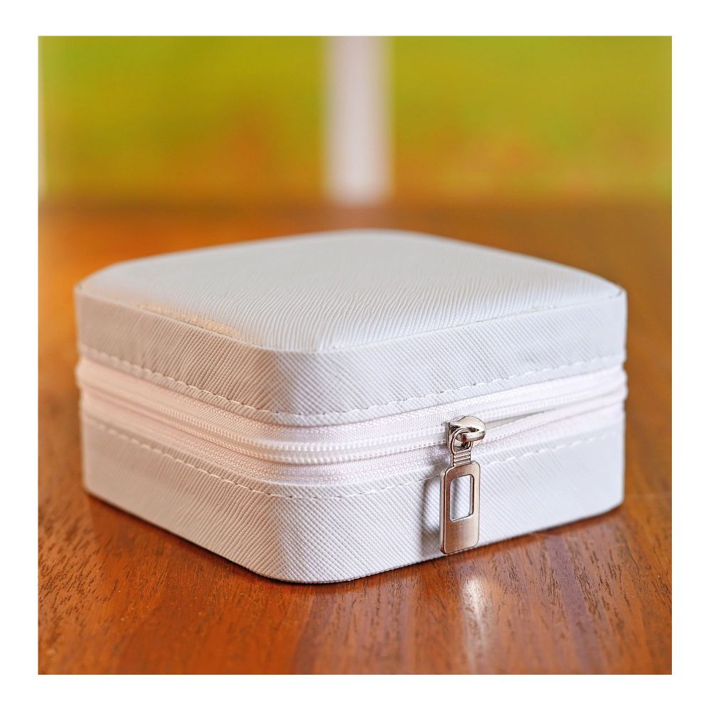 Mini Jewelry Storage Organizer Box For Rings, Earrings & Necklaces, Off white, BA-2 - Main Image