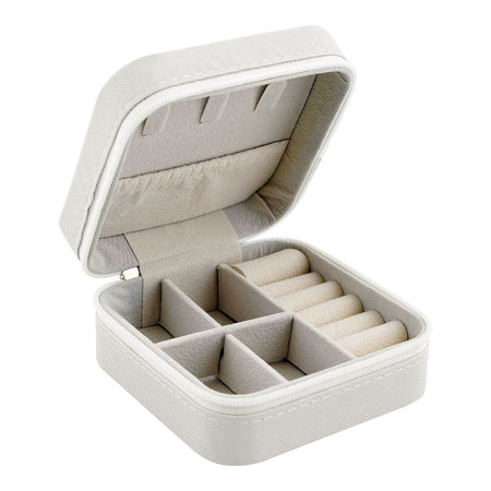 Mini Jewelry Storage Organizer Box For Rings, Earrings & Necklaces, Off white, BA-2 - Image 2