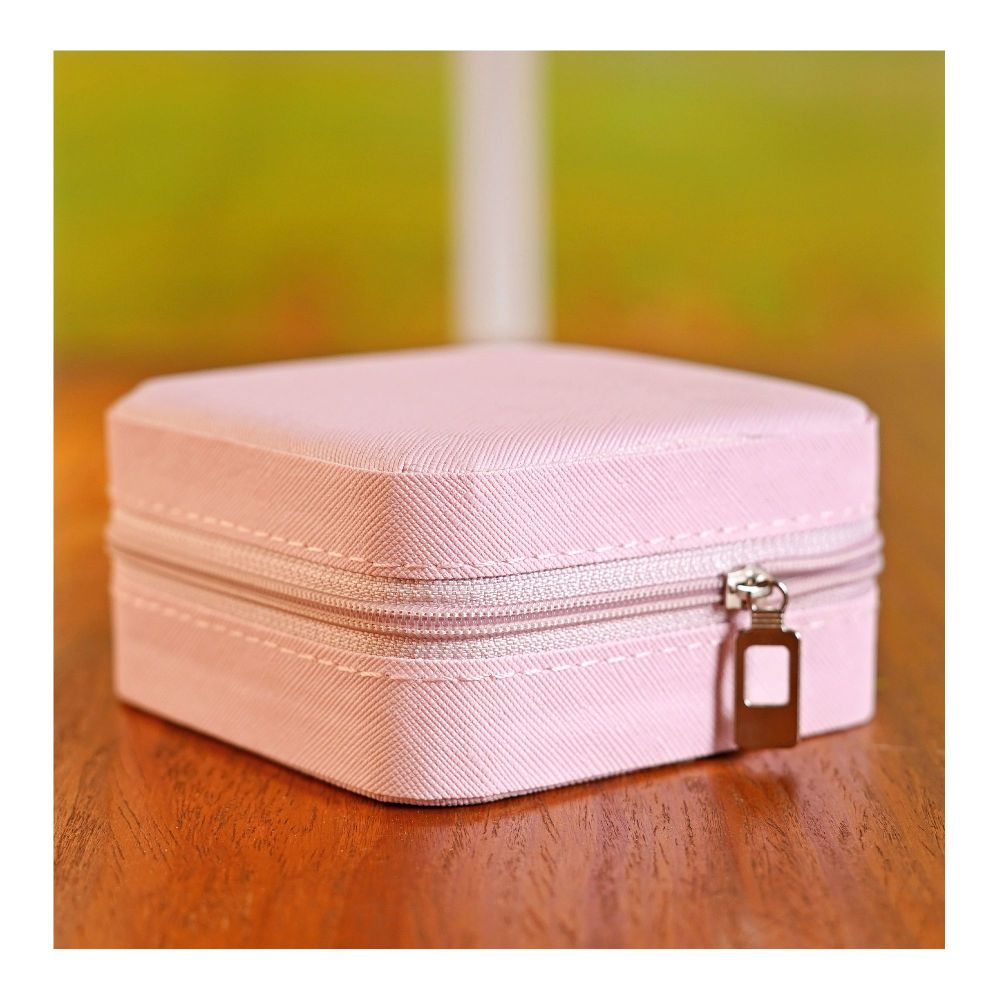 Mini Jewelry Storage Organizer Box For Rings, Earrings & Necklaces, Pink, BA-2 - Main Image