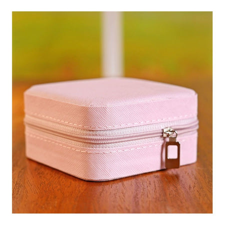 Mini Jewelry Storage Organizer Box For Rings, Earrings & Necklaces, Pink, BA-2 - Main Image