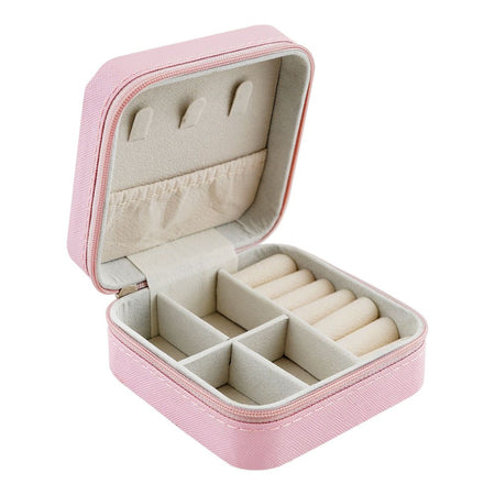 Mini Jewelry Storage Organizer Box For Rings, Earrings & Necklaces, Pink, BA-2 - Image 2
