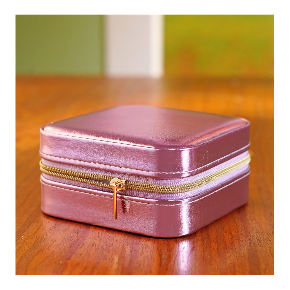 Mini Shiny Jewelry Storage Organizer Box For Rings, Earrings & Necklaces, Purple, BT-4 - Main Image