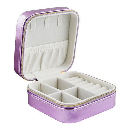 Mini Shiny Jewelry Storage Organizer Box For Rings, Earrings & Necklaces, Purple, BT-4 - Image 2