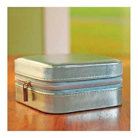 Mini Shiny Jewelry Storage Organizer Box For Rings, Earrings & Necklaces, Green, BT-4 - Main Image