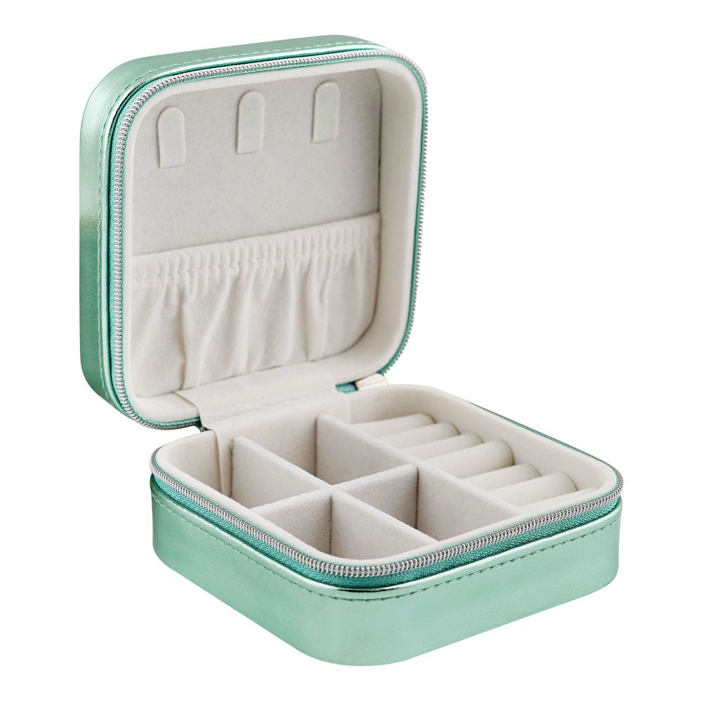 Mini Shiny Jewelry Storage Organizer Box For Rings, Earrings & Necklaces, Green, BT-4 - Image 2