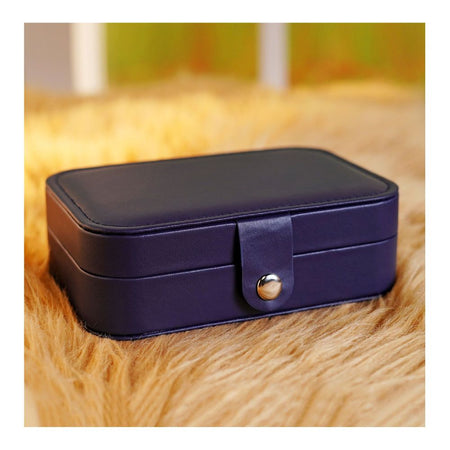 Portable Jewelry Storage Organizer Box For Rings, Earrings & Necklaces, Blue, BA-3 - Main Image