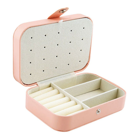 Portable Jewelry Storage Organizer Box For Rings, Earrings & Necklaces, Pink, BA-3 - Image 2
