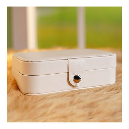 Portable Jewelry Storage Organizer Box For Rings, Earrings & Necklaces, Off white, BA-3 - Main Image