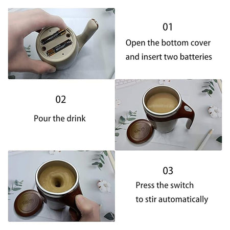 Multi-Functional Magnetized Stirring Coffee Mug, Electric Stainless Steel Tumbler (Without Battery) - Image 4