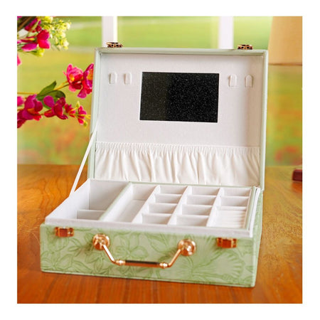 Premium Wooden Jewelry Organizer Box, Ideal for Earrings, Rings & Accessories, Large, Green, BT-7 - Main Image