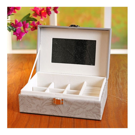 Premium Wooden Jewelry Organizer Box, Ideal for Earrings, Rings & Accessories, Medium, Grey, BT-6 - Main Image