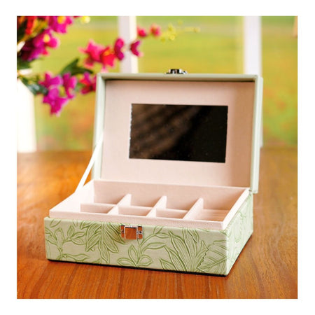 Premium Wooden Jewelry Organizer Box, Ideal for Earrings, Rings & Accessories, Medium, Green, BT-6 - Main Image