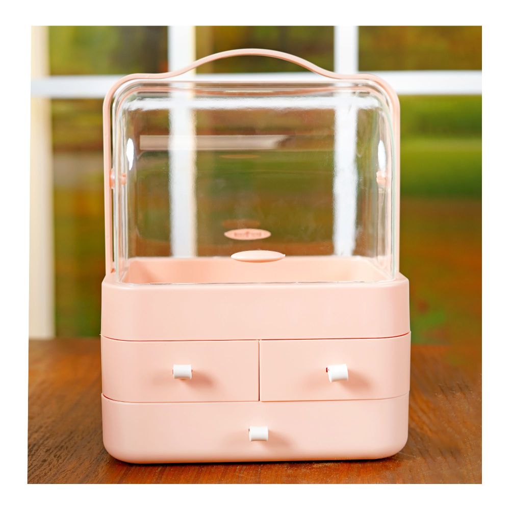 Classy 3-Drawer Cosmetic Organizer, Makeup Storage Rack, Peach, LD-288 - Image 2