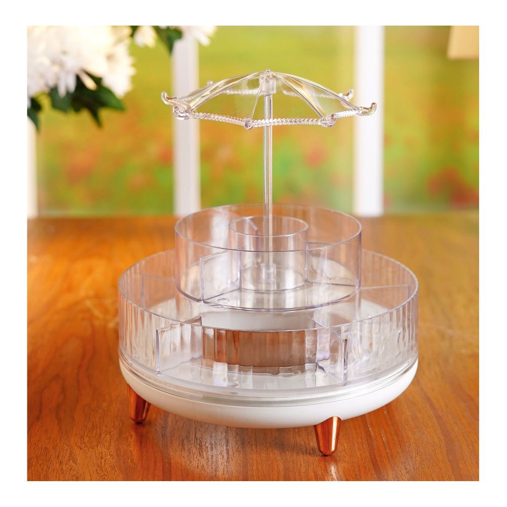 Umbrella Shaped Cosmetic & Jewelry Organizer, Makeup Storage Rack, AF-26 white - Main Image