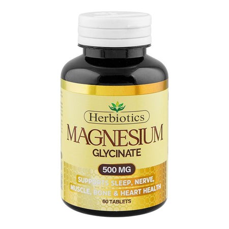 Herbiotics Magnesium Glycinate Supplement 500mg, Bottle (60 Tablets) - Main Image