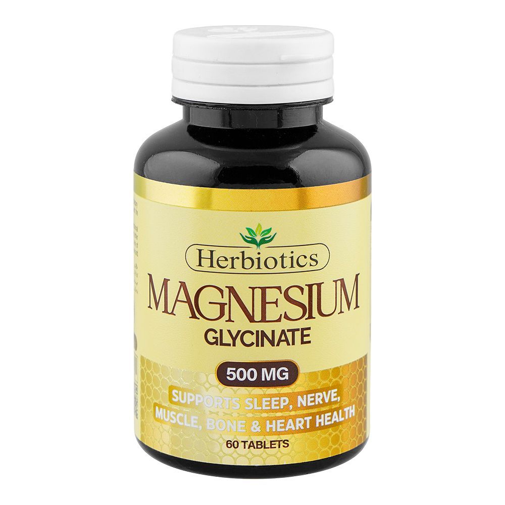 Herbiotics Magnesium Glycinate Supplement 500mg, Bottle (60 Tablets) - Main Image