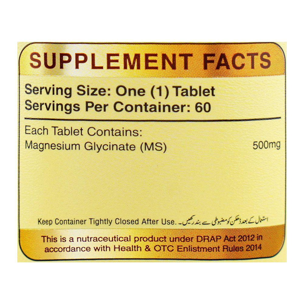 Herbiotics Magnesium Glycinate Supplement 500mg, Bottle (60 Tablets) - Image 3
