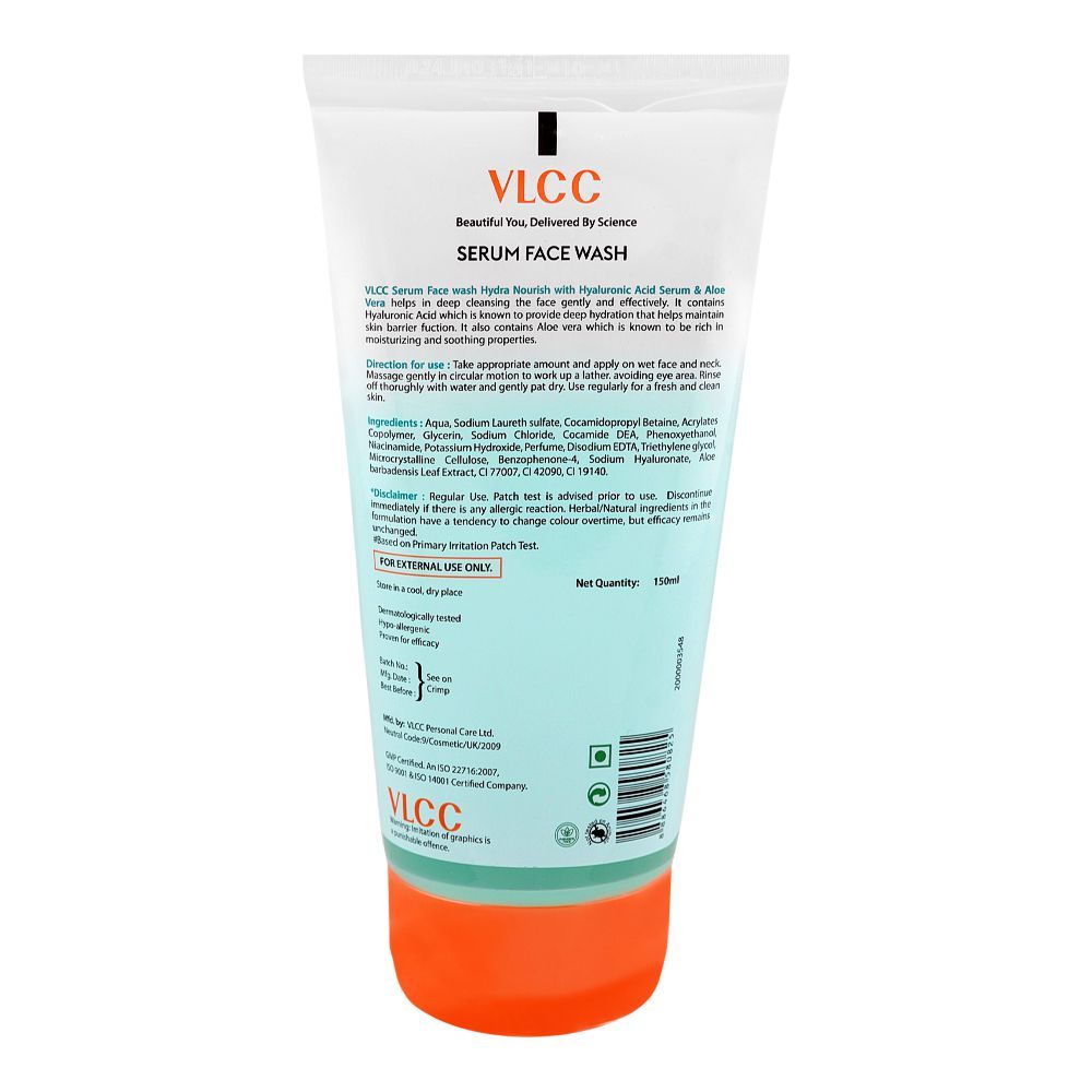 VLCC Hydra Nourish Serum Face Wash with Hyaluronic Acid & Aloe Vera, 150ml - Image 2