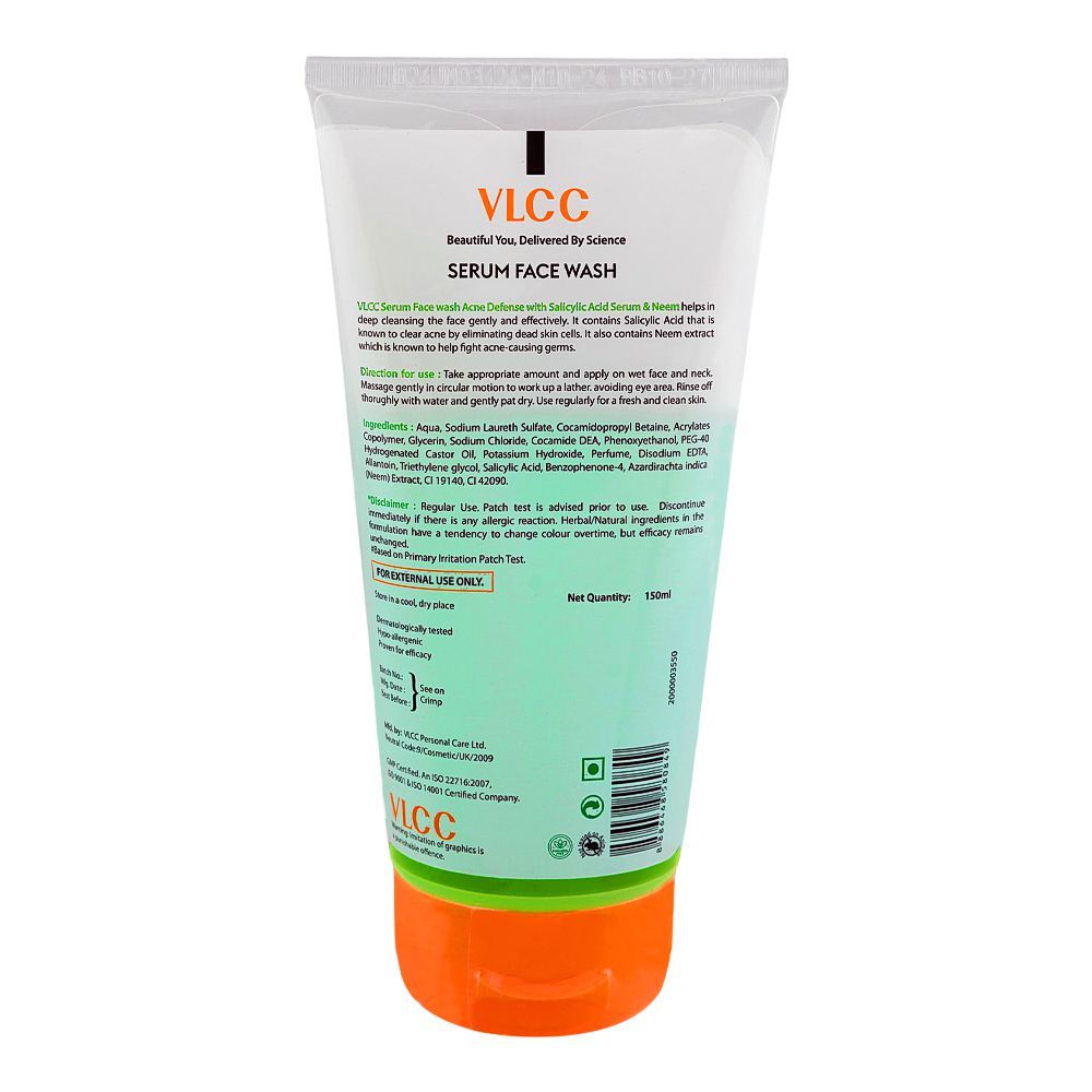VLCC Acne Defense Serum Face Wash with Salicylic Acid & Neem, 150ml - Image 2