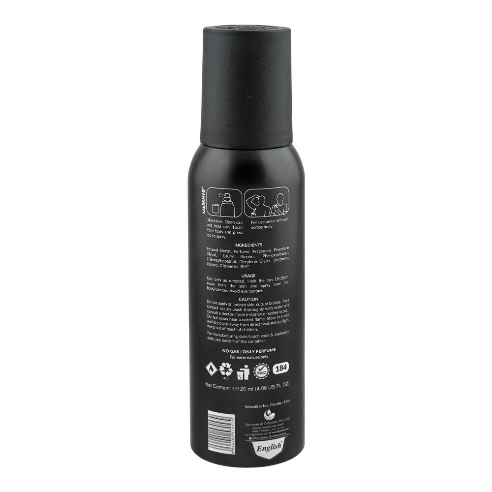 Markhor Noir Zest No Gas Deodorant Body Spray, For Men, 120ml - Image 2