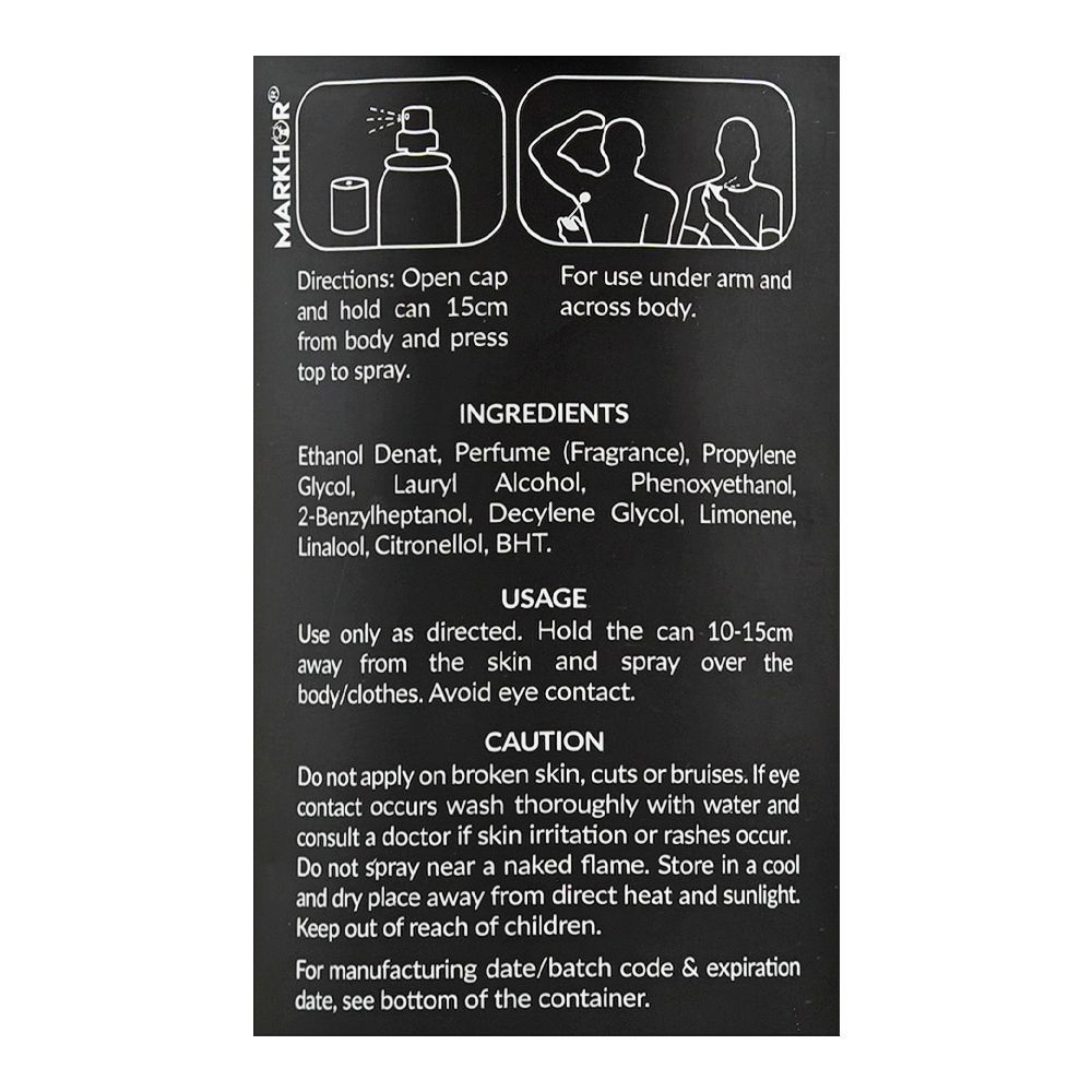 Markhor Noir Zest No Gas Deodorant Body Spray, For Men, 120ml - Image 3
