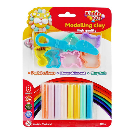 Kiddy Clay 8 Colors Modeling Clay Set With 6 Molds, ST-100-8+6SMT - Main Image