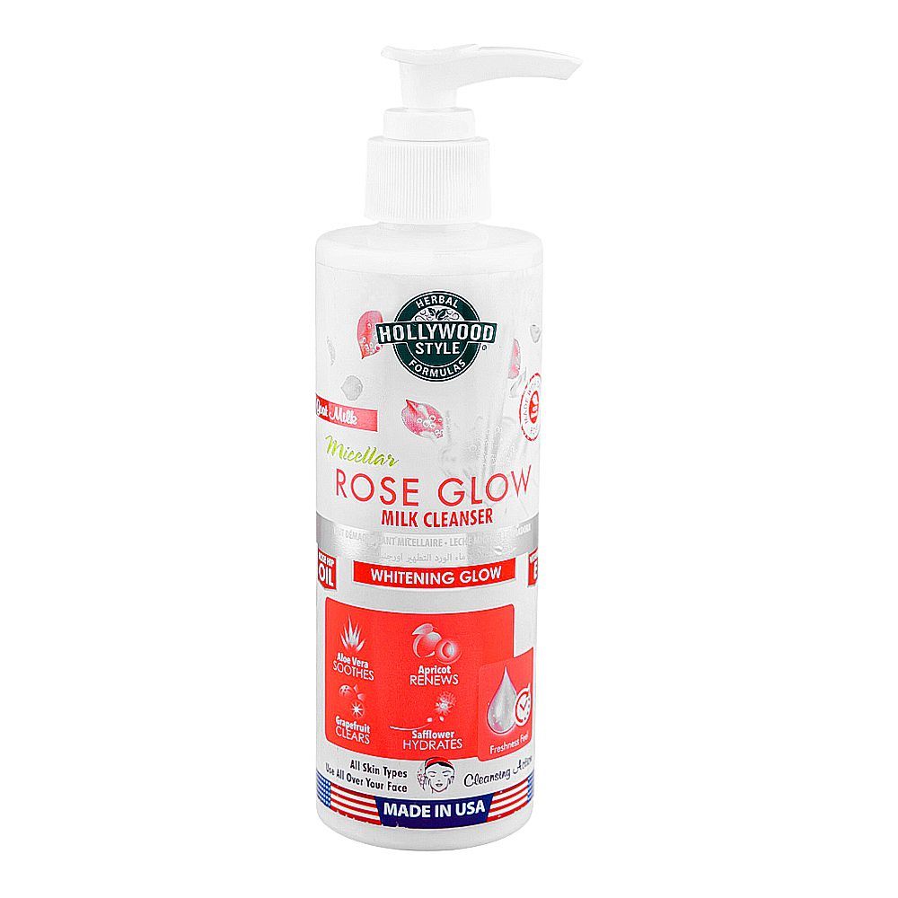Hollywood Style Whitening Goat Milk Micellar Rose Glow Facial Cleanser, 236ml - Main Image